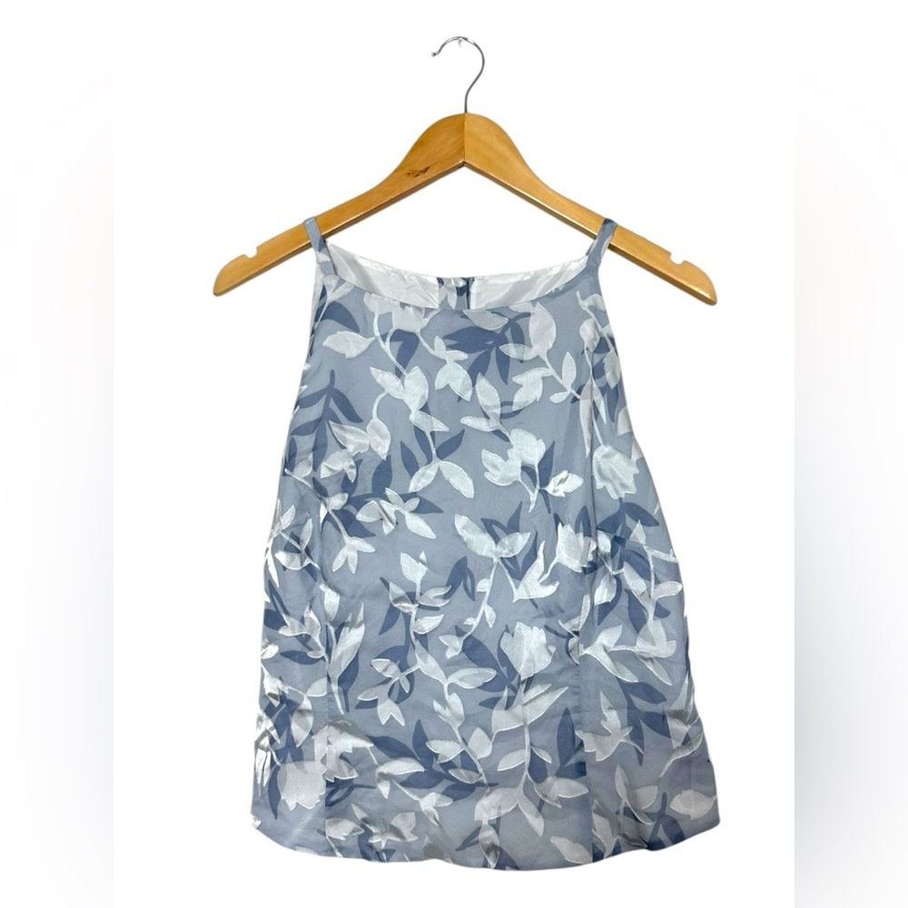 Vintage Epogee | Floral Pop Art Lined Blue White Tank | Size Large